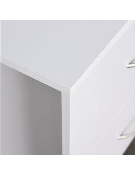 HOMCOM Bedside Table with 2 Drawers, Modern Boxy Design, Elevated Base, Melamine Finish, Bedroom Storage, White 831-293WT - pic 61011 | FastDaddyshop