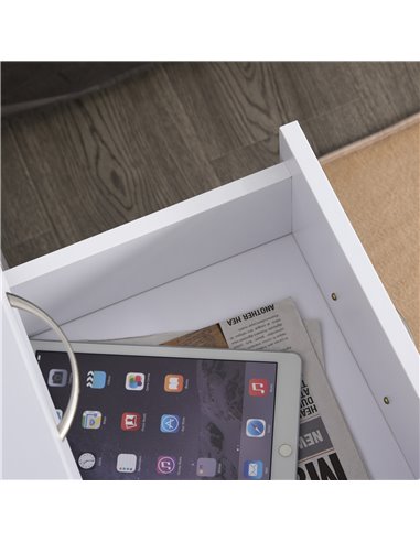 HOMCOM Bedside Table with 2 Drawers, Modern Boxy Design, Elevated Base, Melamine Finish, Bedroom Storage, White 831-293WT