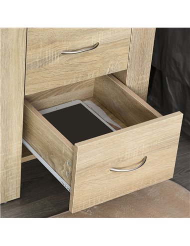 HOMCOM Bedside Table with 2 Drawers, Modern Boxy Design, Elevated Base, Melamine Finish, Bedroom Storage, Oak Brown 831-293ND