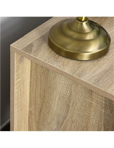 HOMCOM Bedside Table with 2 Drawers, Modern Boxy Design, Elevated Base, Melamine Finish, Bedroom Storage, Oak Brown 831-293ND