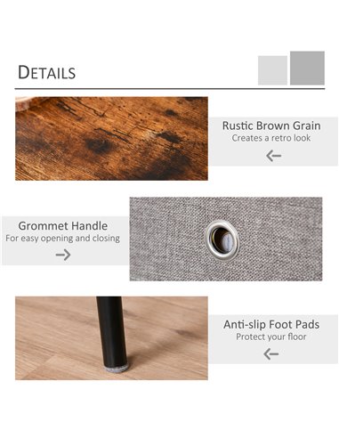 HOMCOM Side Table, Nightstand, End Table with Removable Fabric Drawer, Retro Style Accent Furniture with Wooden Legs, Rustic Bro