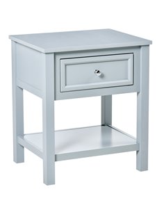 HOMCOM Classic Bedside Table with Drawer and Open Shelf, Grey 833-777