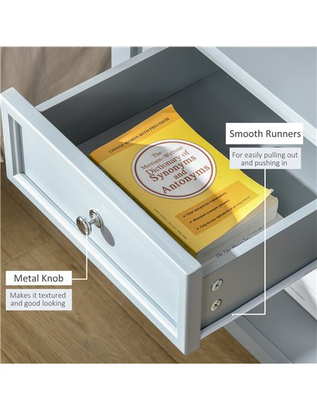 HOMCOM Classic Bedside Table with Drawer and Open Shelf, Metal Handle, Stylish Nightstand, Grey 833-777 - pic 61045 | FastDaddyshop