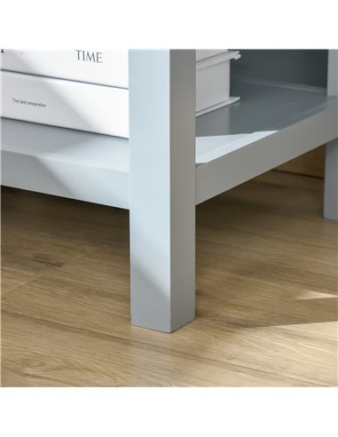 HOMCOM Classic Bedside Table with Drawer and Open Shelf, Metal Handle, Stylish Nightstand, Grey 833-777