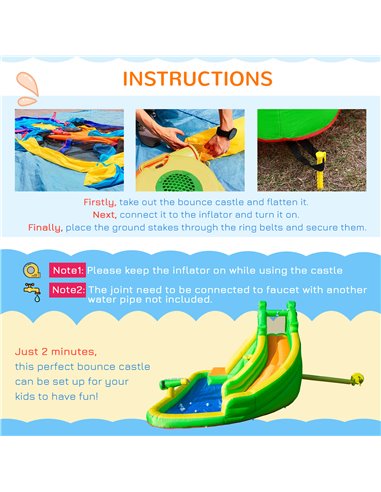Outsunny 5 in 1 Kids Bouncy Castle Large Crocodile Style Inflatable House Slide Basket Water Pool Climbing Wall for Kids Age 3-8