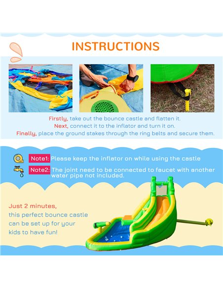 Outsunny 5 in 1 Kids Bouncy Castle Large Crocodile Style Inflatable House Slide Basket Water Pool Climbing Wall for Kids Age 3-8 - pic 6105 | FastDaddyshop