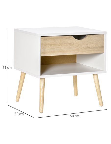 HOMCOM Modern Bedside Table with Drawer and Shelf, Nightstand, End Table for Bedroom or Living Room 831-372 - pic 61061 | FastDaddyshop