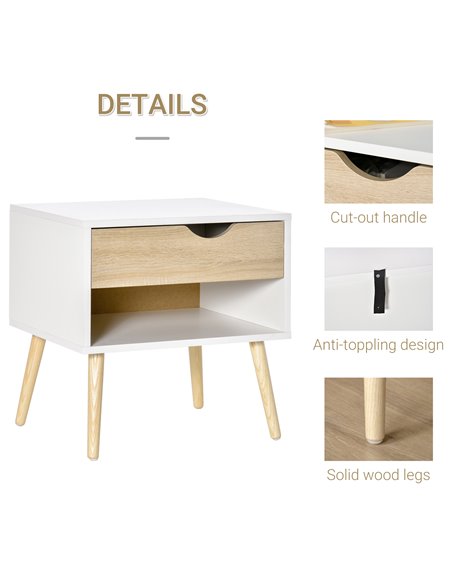 HOMCOM Modern Bedside Table with Drawer and Shelf, Nightstand, End Table for Bedroom or Living Room 831-372 - pic 61063 | FastDaddyshop