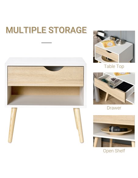 HOMCOM Modern Bedside Table with Drawer and Shelf, Nightstand, End Table for Bedroom or Living Room 831-372 - pic 61064 | FastDaddyshop