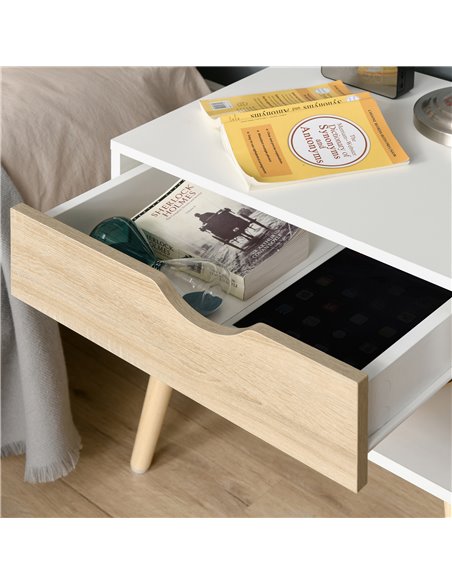 HOMCOM Modern Bedside Table with Drawer and Shelf, Nightstand, End Table for Bedroom or Living Room 831-372 - pic 61066 | FastDaddyshop