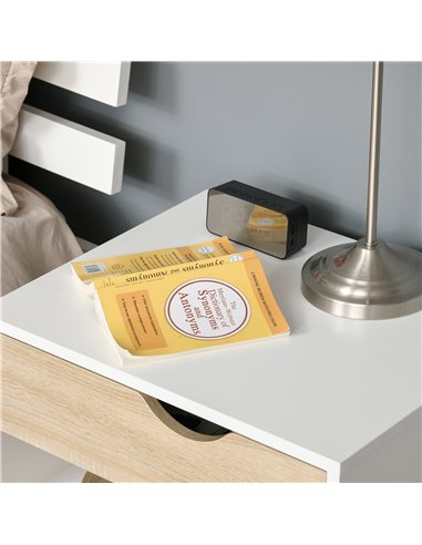 HOMCOM Modern Bedside Table with Drawer and Shelf, Nightstand, End Table for Bedroom or Living Room 831-372