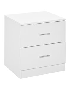 HOMCOM Modern Bedside Table, 2 Drawer Nightstand, Bedroom Living Room Side Storage Unit, White 831-425