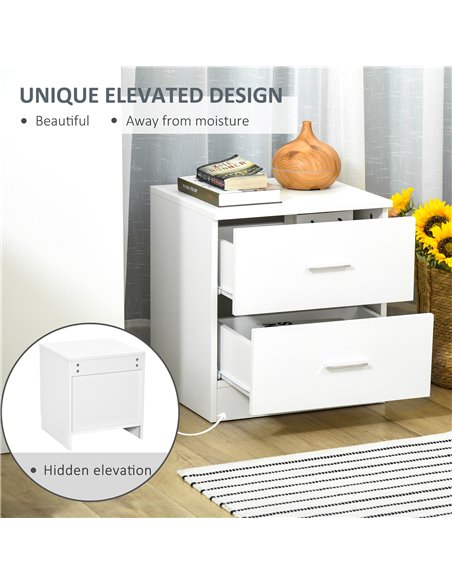 HOMCOM Modern Bedside Table, 2 Drawer Nightstand, Bedroom Living Room Side Storage Unit, White 831-425 - pic 61082 | FastDaddyshop