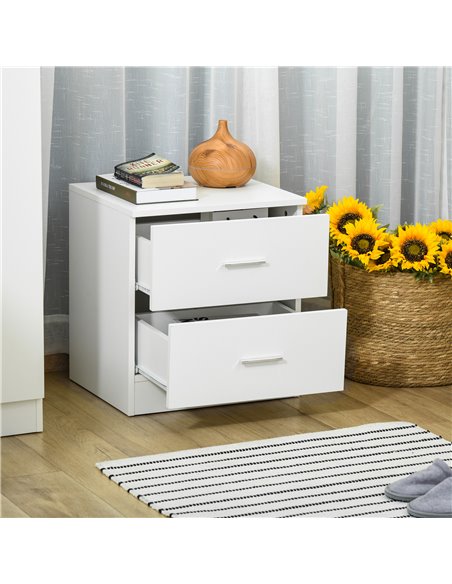 HOMCOM Modern Bedside Table, 2 Drawer Nightstand, Bedroom Living Room Side Storage Unit, White 831-425 - pic 61085 | FastDaddyshop