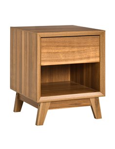 HOMCOM Bedside Table Nightstand, Modern End Table, Walnut Brown 831-381