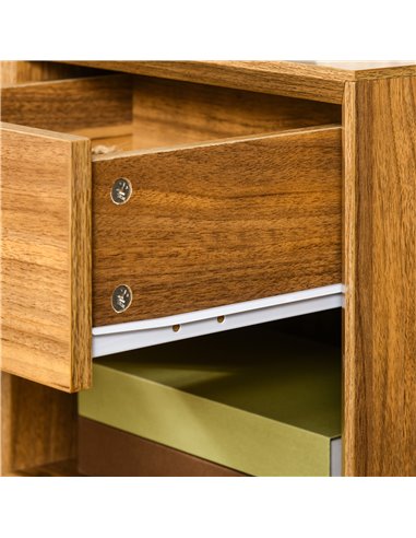 HOMCOM Bedside Table Nightstand, Modern End Table with Drawer and Shelf for Living Room, Walnut Brown 831-381