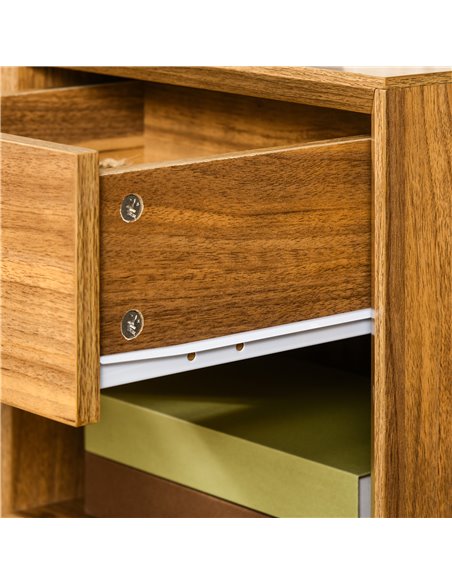 HOMCOM Bedside Table Nightstand, Modern End Table with Drawer and Shelf for Living Room, Walnut Brown 831-381 - pic 61093 | FastDaddyshop