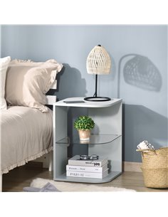 HOMCOM Modern Side Table Three Layer Bedside Table, Grey 839-120GY 2