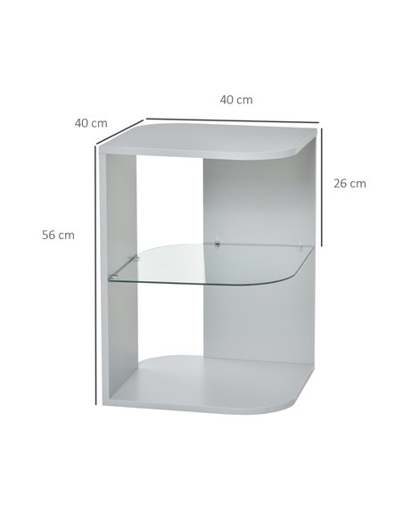 HOMCOM Modern Side Table Three Layer Bedside Table Nightstand with 2 Storage Shelves, for Living room, Bedroom, Grey 839-120GY - pic 61097 | FastDaddyshop
