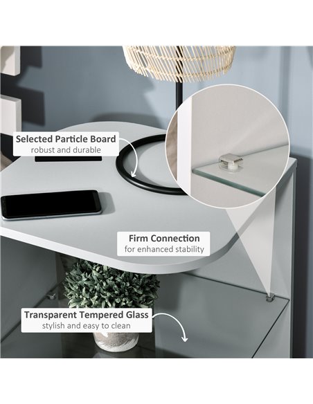 HOMCOM Modern Side Table Three Layer Bedside Table Nightstand with 2 Storage Shelves, for Living room, Bedroom, Grey 839-120GY - pic 61098 | FastDaddyshop
