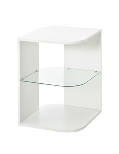 HOMCOM Three Layer Modern Bedside Table with 2 Storage Shelves, Side Nightstand for Living Room, Bedroom, White 839-120WT