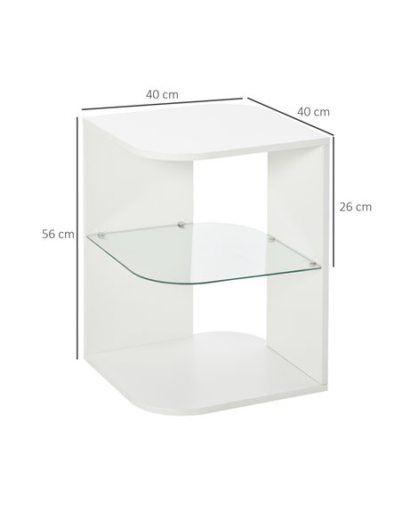HOMCOM Three Layer Modern Bedside Table with 2 Storage Shelves, Side Nightstand for Living Room, Bedroom, White 839-120WT - pic 61106 | FastDaddyshop