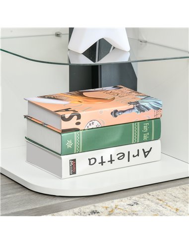 HOMCOM Three Layer Modern Bedside Table with 2 Storage Shelves, Side Nightstand for Living Room, Bedroom, White 839-120WT