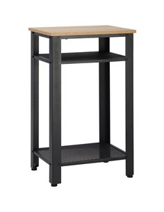 HOMCOM Industrial Chic Side Table, 3-Tier Bedside Table, Oak and Black 839-142