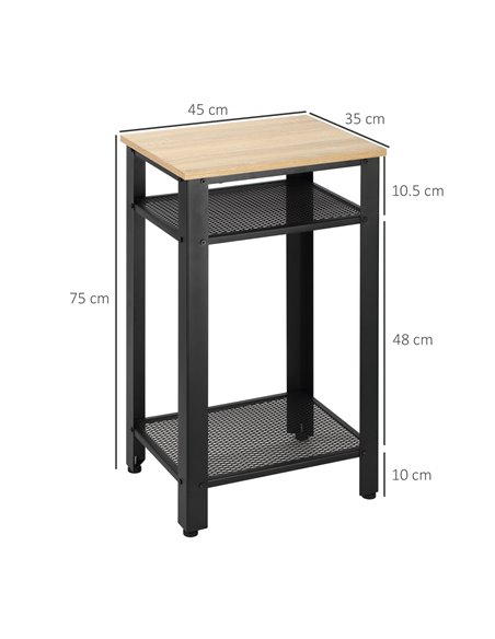 HOMCOM Industrial Chic Side Table, 3-Tier Bedside Table with 2 Storage Shelves & Metal Frame, Stylish Display Nightstand, On-Tre - pic 61115 | FastDaddyshop