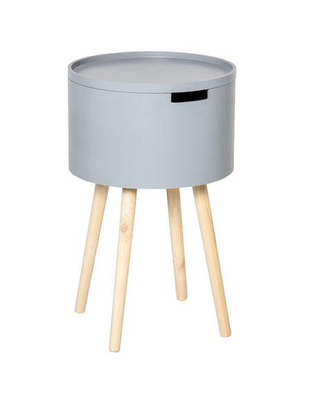 HOMCOM Round Side Table with Hidden Storage, Modern Night Stand with Removable Tray, Wood Frame, Grey 839-113GY - pic 61122 | FastDaddyshop