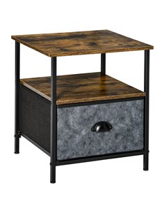 HOMCOM Industrial Side Table, End Table Nightstand, Rustic Brown 839-170