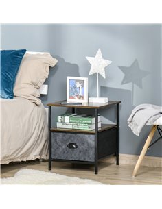 HOMCOM Industrial Side Table, End Table Nightstand, Rustic Brown 839-170 2