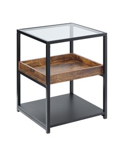 HOMCOM Industrial Side Table, 3-Tier End Table, Rustic Brown 839-244