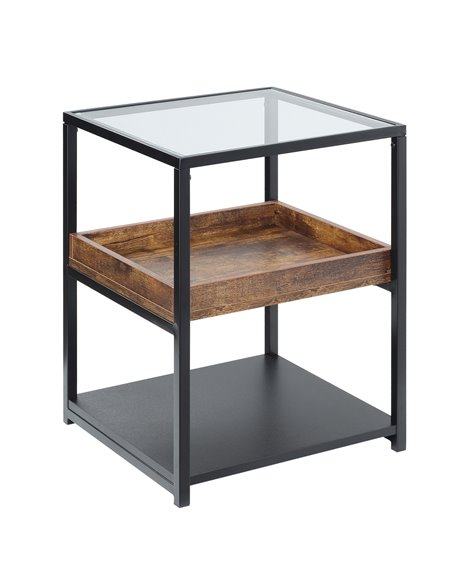 HOMCOM Industrial Side Table, 3-Tier End Table, Rustic Brown 839-244 - pic 61140 | FastDaddyshop