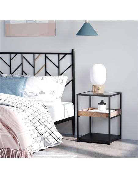 HOMCOM Industrial Side Table, 3-Tier End Table with Storage Shelves, Nightstand with Steel Frame for Bedroom, Living Room, Rusti - pic 61143 | FastDaddyshop