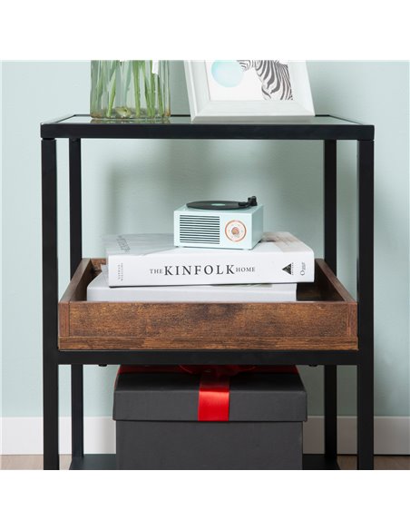 HOMCOM Industrial Side Table, 3-Tier End Table with Storage Shelves, Nightstand with Steel Frame for Bedroom, Living Room, Rusti - pic 61148 | FastDaddyshop