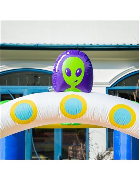 Outsunny 4 in 1 Kids Bounce Castle Large Alien-Style Inflatable House Slide Trampoline Climbing Wall Basket with for Kids Age 3- - pic 6117 | FastDaddyshop