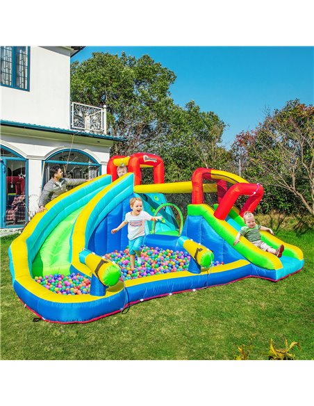 Outsunny 5 in 1 Kids Bounce Castle Extra Large Inflatable House Trampoline Slide Water Pool Water Gun Climbing Wall for Kids Age - pic 6118 | FastDaddyshop