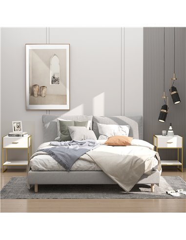 HOMCOM Bedside Tables, Set of 2, Modern Nightstands with Drawer & Shelf, Bedroom Furniture, White 831-P032