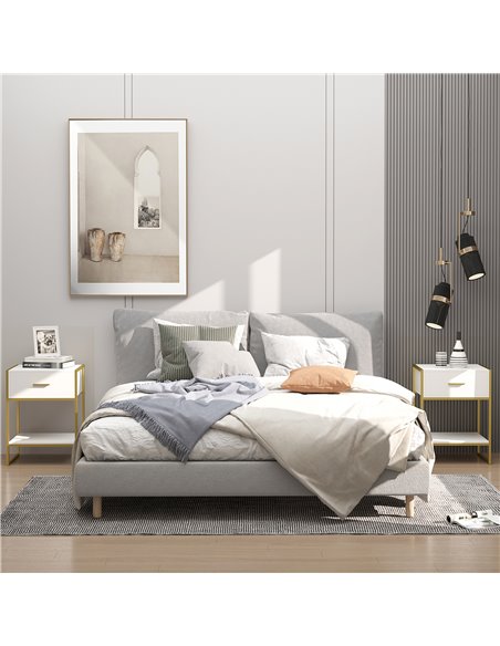 HOMCOM Bedside Tables, Set of 2, Modern Nightstands with Drawer & Shelf, Bedroom Furniture, White 831-P032 - pic 61186 | FastDaddyshop
