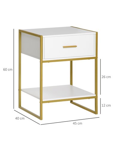HOMCOM Bedside Tables, Set of 2, Modern Nightstands with Drawer & Shelf, Bedroom Furniture, White 831-P032