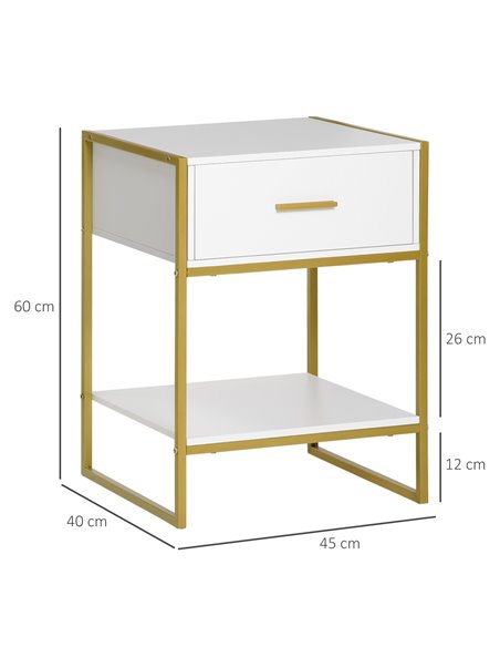 HOMCOM Bedside Tables, Set of 2, Modern Nightstands with Drawer & Shelf, Bedroom Furniture, White 831-P032 - pic 61187 | FastDaddyshop