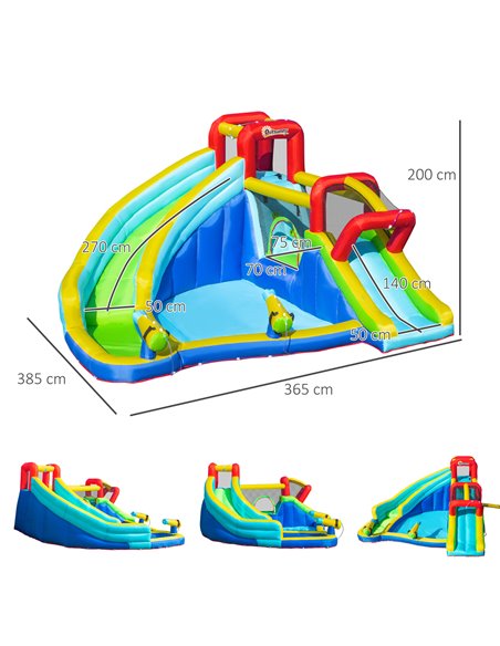Outsunny 5 in 1 Kids Bounce Castle Extra Large Inflatable House Trampoline Slide Water Pool Water Gun Climbing Wall for Kids Age - pic 6119 | FastDaddyshop