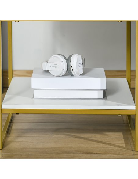 HOMCOM Bedside Tables, Set of 2, Modern Nightstands with Drawer & Shelf, Bedroom Furniture, White 831-P032 - pic 61191 | FastDaddyshop