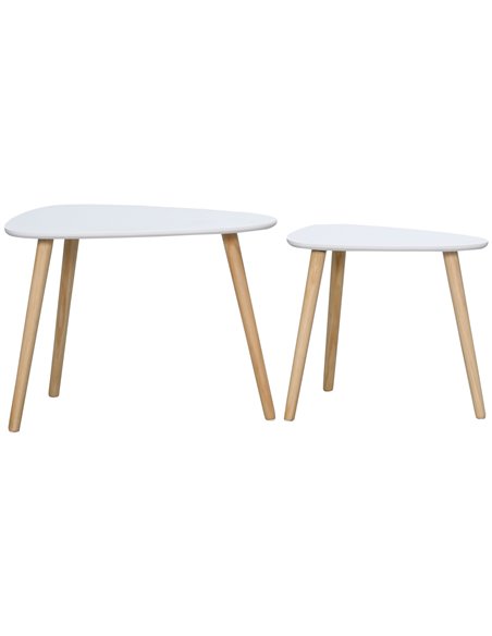 HOMCOM Set of 2 Modern Triangular Nesting Side Tables, End Tables with Solid Wood Legs for Living Room, Bedroom, White 839-271 - pic 61194 | FastDaddyshop