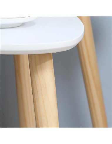 HOMCOM Set of 2 Modern Triangular Nesting Side Tables, End Tables with Solid Wood Legs for Living Room, Bedroom, White 839-271