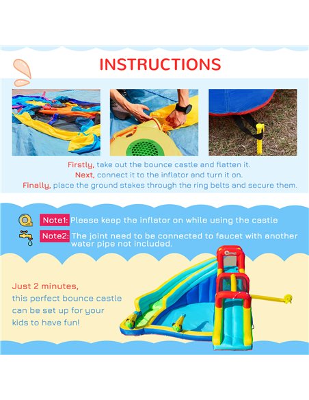 Outsunny 5 in 1 Kids Bounce Castle Extra Large Inflatable House Trampoline Slide Water Pool Water Gun Climbing Wall for Kids Age - pic 6121 | FastDaddyshop