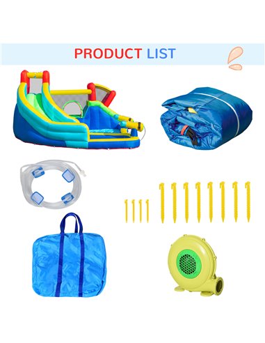 Outsunny 5 in 1 Kids Bounce Castle Extra Large Inflatable House Trampoline Slide Water Pool Water Gun Climbing Wall for Kids Age