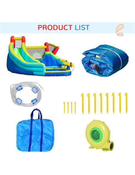 Outsunny 5 in 1 Kids Bounce Castle Extra Large Inflatable House Trampoline Slide Water Pool Water Gun Climbing Wall for Kids Age - pic 6122 | FastDaddyshop