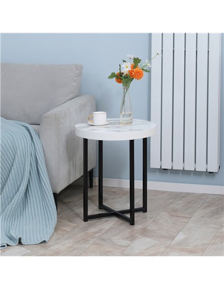 HOMCOM Round Side Table with Metal Legs, Modern End Table Bedside Table for Living Room, Bedroom, White 839-143WT - pic 61222 | FastDaddyshop